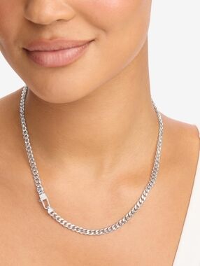 Melinda Maria Julian Pavé Lock Chain Necklace 5mm 18" Silver New ✨️FIRM